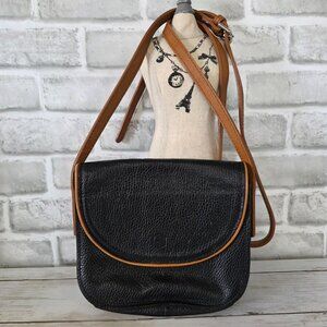 Made in Italy Black Pebbled Leather Crossbody Bag Timeless Classic Closet Staple
